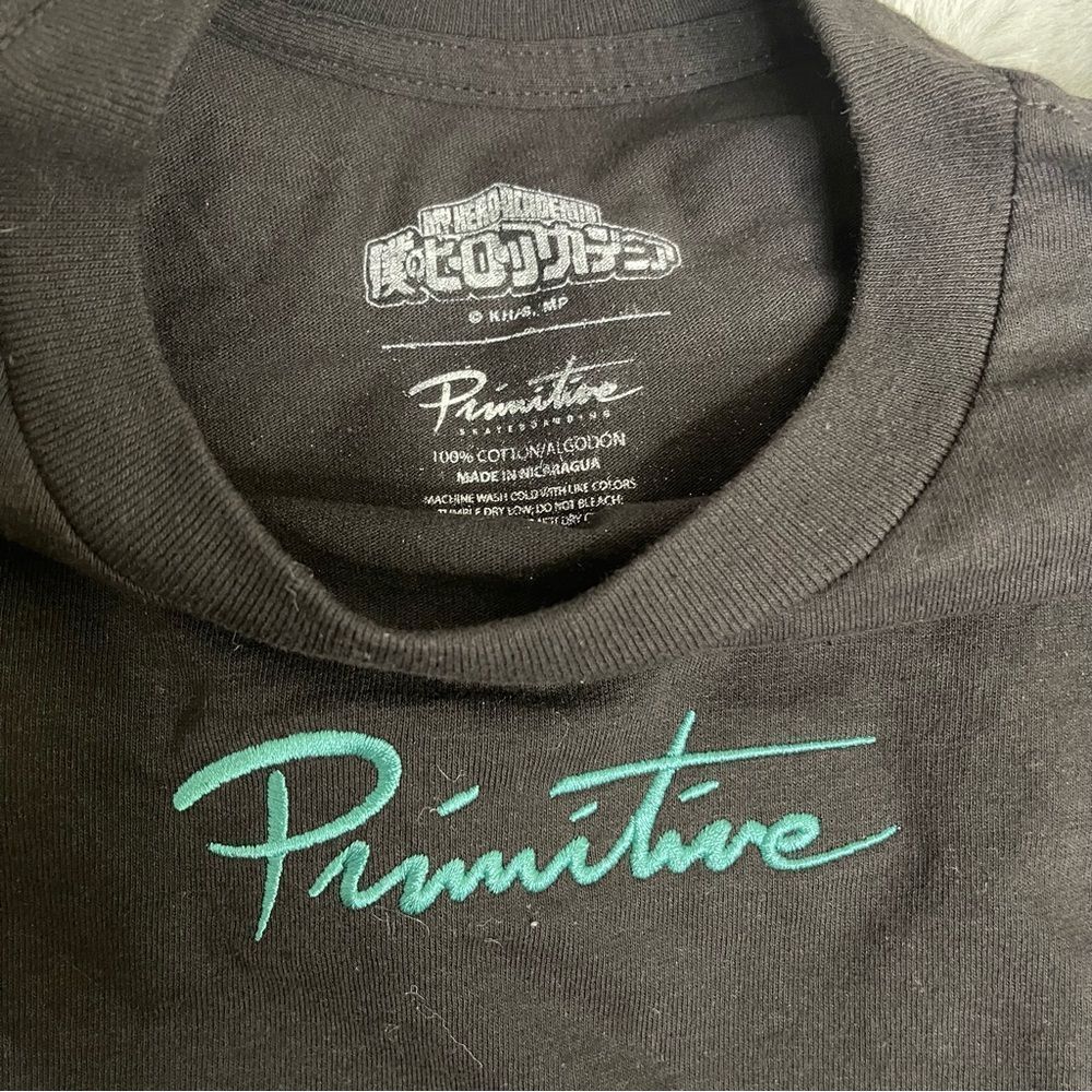 NWOT PrimitiveāMY HERO ACADEMIA Black T-Shirt with Teal Logo size XS - Picture 3 of 8